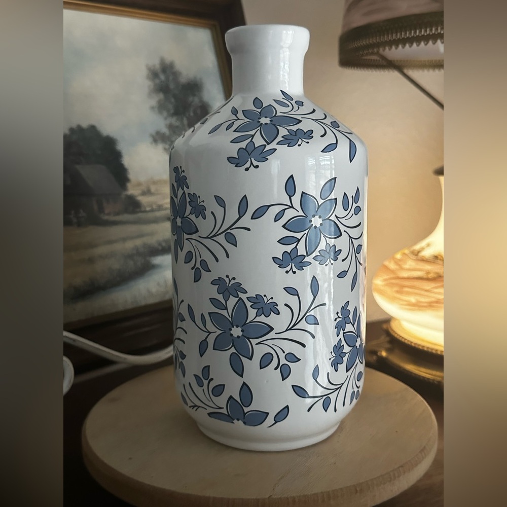 Blue Floral Ceramic Vase